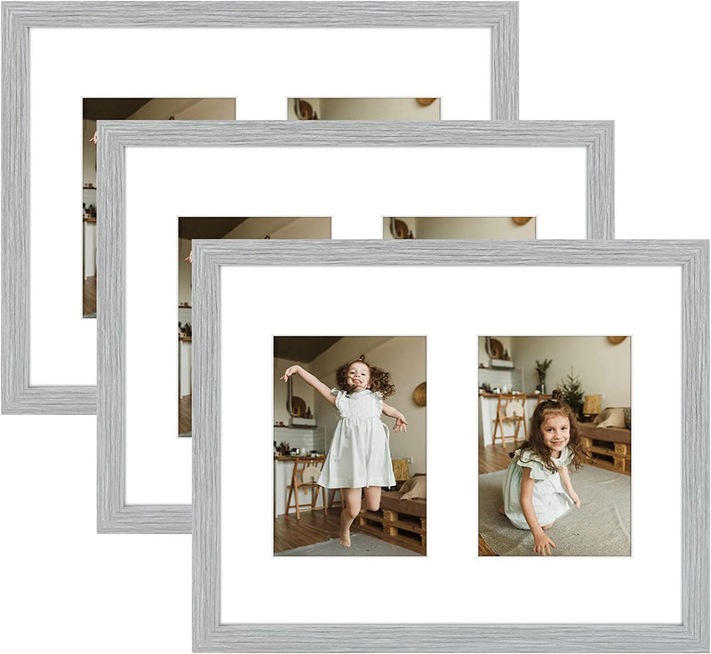 Golden State Art, 11X14 Black Photo Wood Collage Frame with Tempered Glass and White Mat Displays (2) 5X7 Pictures Home & Garden > Decor > Picture Frames Golden State Art Wood - Grey with White Mat 3 Pack 