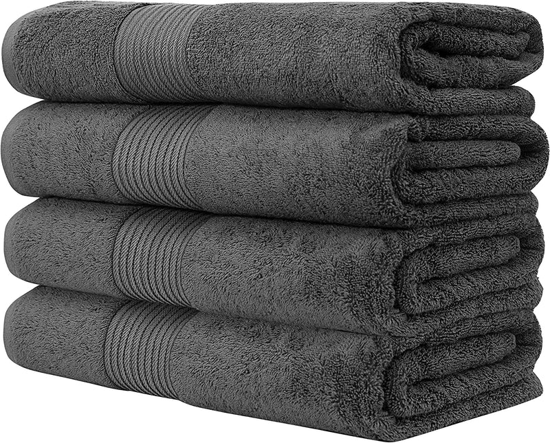Luxury Extra Large Oversized Bath Towels | Hotel Quality Towels | 650 GSM | Soft Combed Cotton Towels for Bathroom | Home Spa Bathroom Towels | Thick & Fluffy Bath Sheets | Dark Grey - 4 Pack Home & Garden > Linens & Bedding > Towels Bumble Towels   
