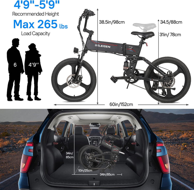 Electric Bike for Adults, GELEISEN 350W Adult Electric Bicycles Ebike, 20" Folding Electric Bike TT-S6, 36V/10AH Removable Battery, Quick-Release Wheel and Full-Suspension, Gift for Women Men Sporting Goods > Outdoor Recreation > Cycling > Bicycles Guangzhou Autokai Intelligent Technology Co., Ltd.   