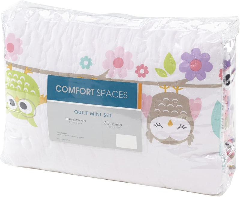 Comfort Spaces Quilt Set Novelty Design All Season Lightweight Coverlet Bedding Bedspread Kids, Teens Girls Bedroom Decor, Howdy Hoots Owl Pink, Twin/Twin XL, 2 Piece