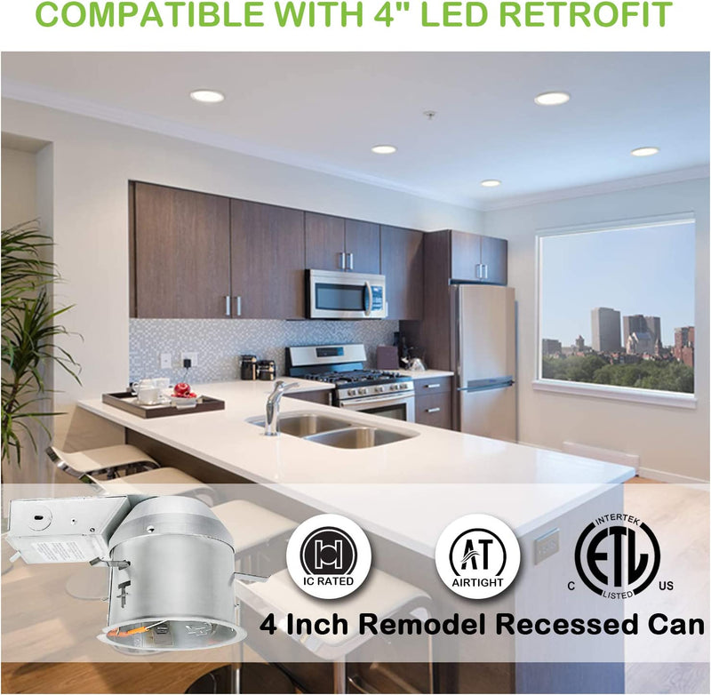 12 Pack 4 Inch Recessed Lighting Housing Remodel, Shallow Type Airtight IC Can Housing with TP24 Connector for LED Recessed Downlight Retrofit Kit, Recessed Light, ETL Listed Home & Garden > Lighting > Flood & Spot Lights hykolity   