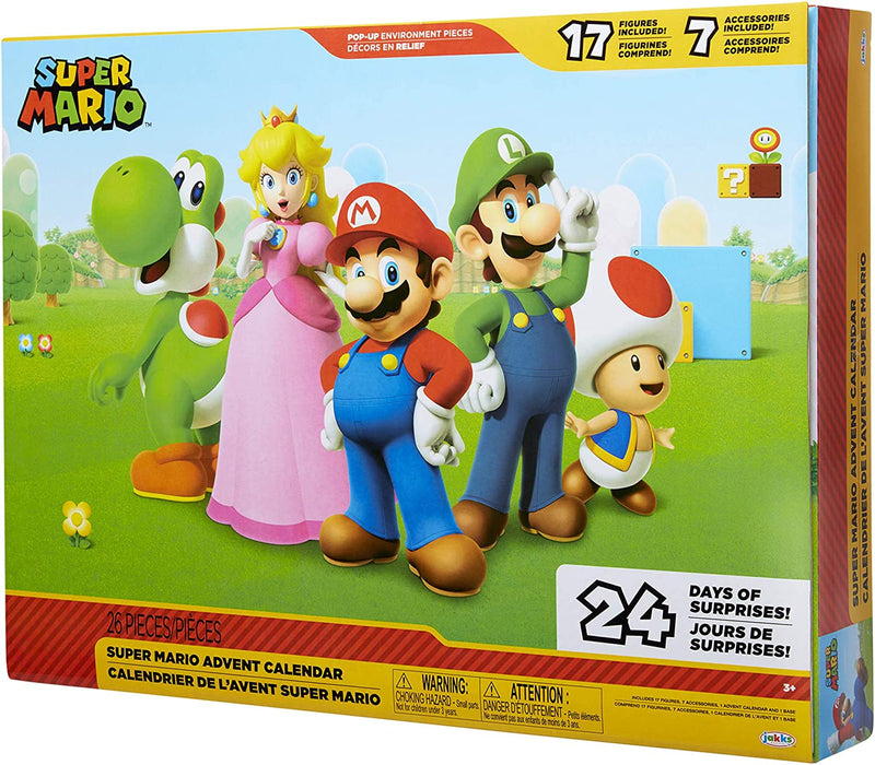 SUPER MARIO Nintendo Advent Calendar Christmas Holiday Calendar with 17 Articulated 2.5” Action Figures & 7 Accessories, 24 Day Surprise Countdown with Pop-Up Environment [ Exclusive] Sporting Goods > Outdoor Recreation > Winter Sports & Activities Jakks   