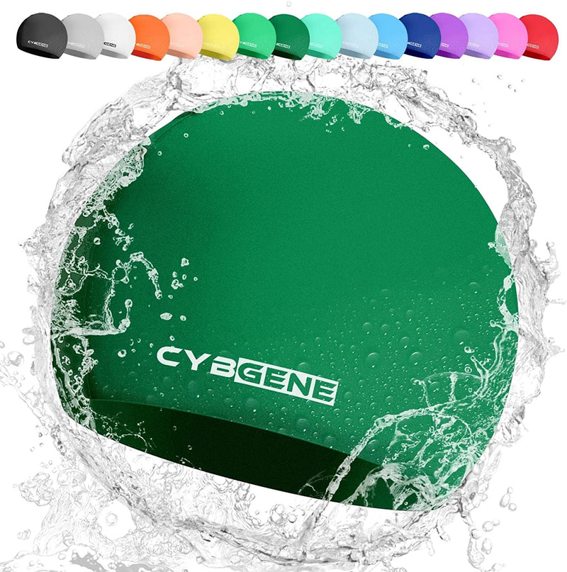 Cybgene Silicone Swim Cap, Unisex Swimming Cap for Women and Men, Comfortable Bathing Cap Ideal for Short Medium Long Hair Sporting Goods > Outdoor Recreation > Boating & Water Sports > Swimming > Swim Caps CybGene Dark Green Small (Suggest≤10 years) 