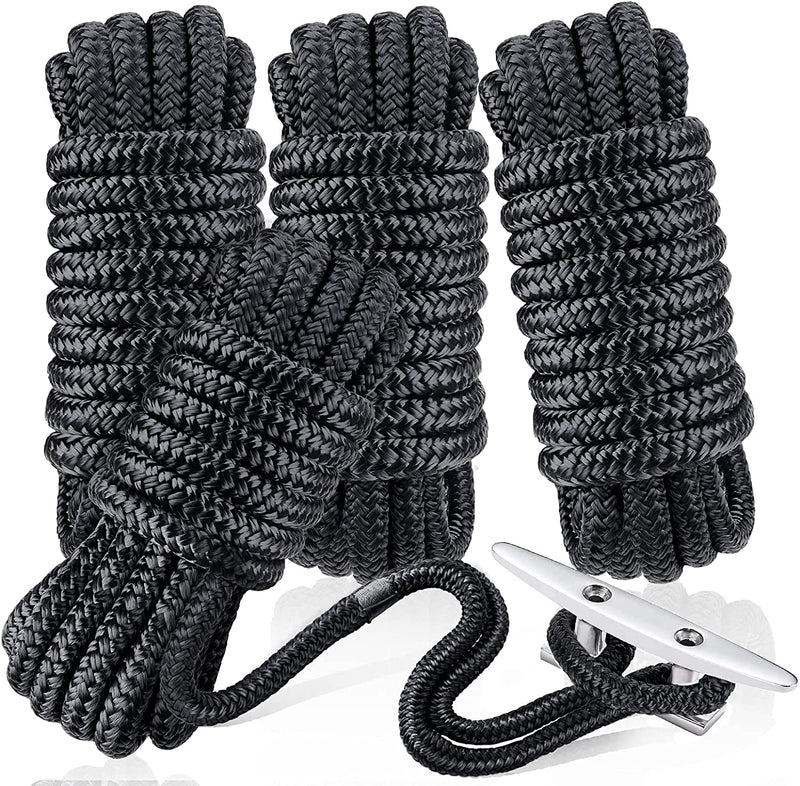 Dock Lines & Ropes Boat Accessories - 4 Pack 3/8" X 15' Double Braided Nylon Dock Lines with 12” Loop Excellent 5800 Lbs Breaking Strength Marine Rope for Kayak Pontoon Boats up to 30Ft Boating Gifts Sporting Goods > Outdoor Recreation > Winter Sports & Activities GREENEVER 3/8"x15' 4Pack  