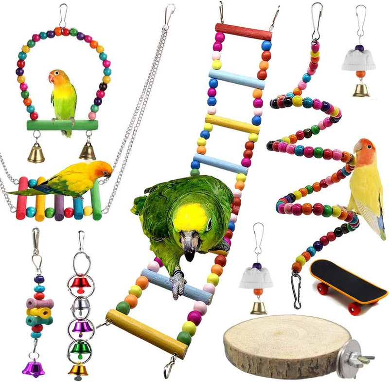 Volksrose 7 Packs Bird Parrot Toys Hanging Bell Pet Bird Cage Hammock Swing Toy Hanging Toy for Small Parakeets Cockatiels, Conures, Macaws, Parrots, Love Birds, Finches Animals & Pet Supplies > Pet Supplies > Bird Supplies > Bird Toys VolksRose