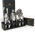 Highball & Chaser 13-Piece Cobbler Cocktail Shaker Set Stainless Steel Mixology Bartender Kit with Stand for Home Bar Cocktail Set | Laser Engraved Cocktail Tools | plus Ebook with 30 Cocktail Recipes Home & Garden > Kitchen & Dining > Barware Highball & Chaser Silver  