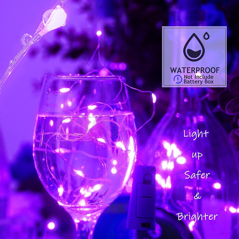 12 Packs 20 LED Wine Bottle Lights with Cork - Silver Wire Fairy String Lights Battery Operated Cork Lights for Wine Liquor Bottle,Bedroom,Christmas,Birthday,Wedding Party Decor(Purple)  SmilingTown   