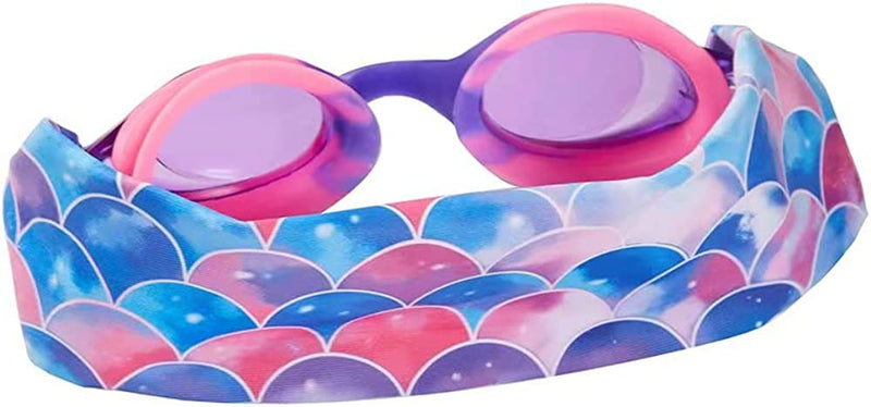 Cool Tie Dye Mermaid Swim Goggles，Summer Fashion anti Fog Uv Swimming Goggles with Fabric Strap,Gifts Ideas for Kids，Teens，Girl，Boy,Women with Headband