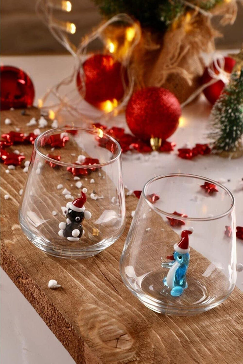 Set of 6 Christmas Stemless Wine Glass,17 Oz Merry Christmas Santa Snowman Elk Wine Glass, Christmas New Year Holiday Gifts for Men Women Friends Family Home & Garden > Kitchen & Dining > Tableware > Drinkware Potchen   