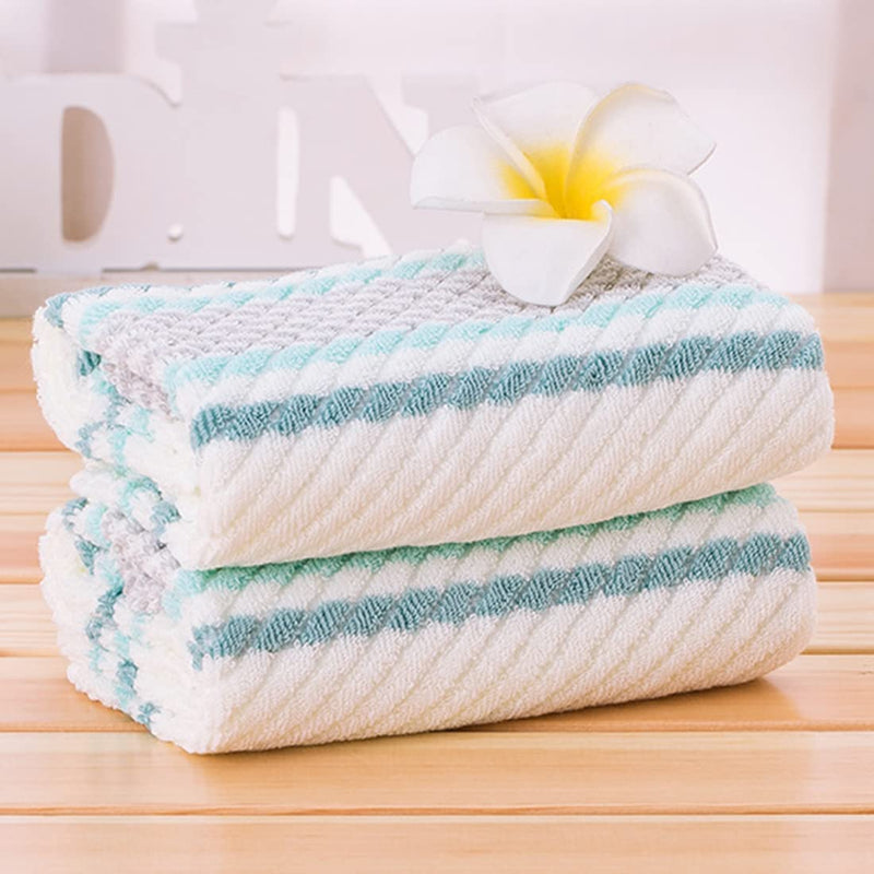 Pidada Hand Towels Set of 4 Striped Pattern 100% Cotton Soft Absorbent Towel for Bathroom 13.4 X 29.5 Inch (Green and Brown) Home & Garden > Linens & Bedding > Towels Pidada   