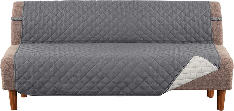 Meillemaison Sofa Slipcovers Reversible Quilted Chair Cover Water Resistant Furniture Protector with Elastic Straps for Pets/ Kids/ Dog(Chair, Black/Grey) (MMCLKSFD01C6) Home & Garden > Decor > Chair & Sofa Cushions MeilleMaison Grey/Beige Futon 