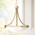 Deco Warm Brass Gold Bowl Small Pendant Chandelier Light Fixture 21 1/2" Wide Satin White Glass for Dining Room House Foyer Entryway Kitchen Bedroom Living Room High Ceilings - Possini Euro Design Home & Garden > Lighting > Lighting Fixtures Lamps Plus Warm Brass 24 1/4" Wide 