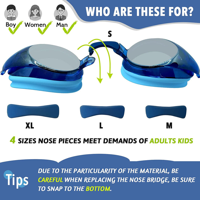 FITCO Swim Goggles for Kids Youth Adults,Quick Adjustable Strap Swimming Goggles with 4 Interchangeable Nose Pieces Sporting Goods > Outdoor Recreation > Boating & Water Sports > Swimming > Swim Goggles & Masks FITCO   