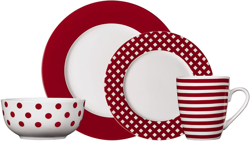 Pfaltzgraff Kenna Red 16-Piece Porcelain Dinnerware Set, Service for 4 Home & Garden > Kitchen & Dining > Tableware > Dinnerware LIFETIME HOAN CORPORATION Red  
