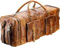 Komalc 28 Inch Duffel Bag Travel Sports Overnight Weekend Leather Duffle Bag for Gym Sports Cabin Holdall Bag (Distressed Tan) Home & Garden > Household Supplies > Storage & Organization KomalC Distressed Tan 28 Inches 