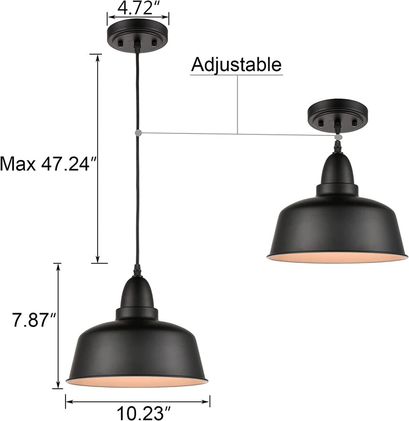 Industrial Matte Black Pendant Light Mini Barn Shade Pendant Lighting Height Adjustable Pendant Light Fixtures Home & Garden > Lighting > Lighting Fixtures TENGIANTS   