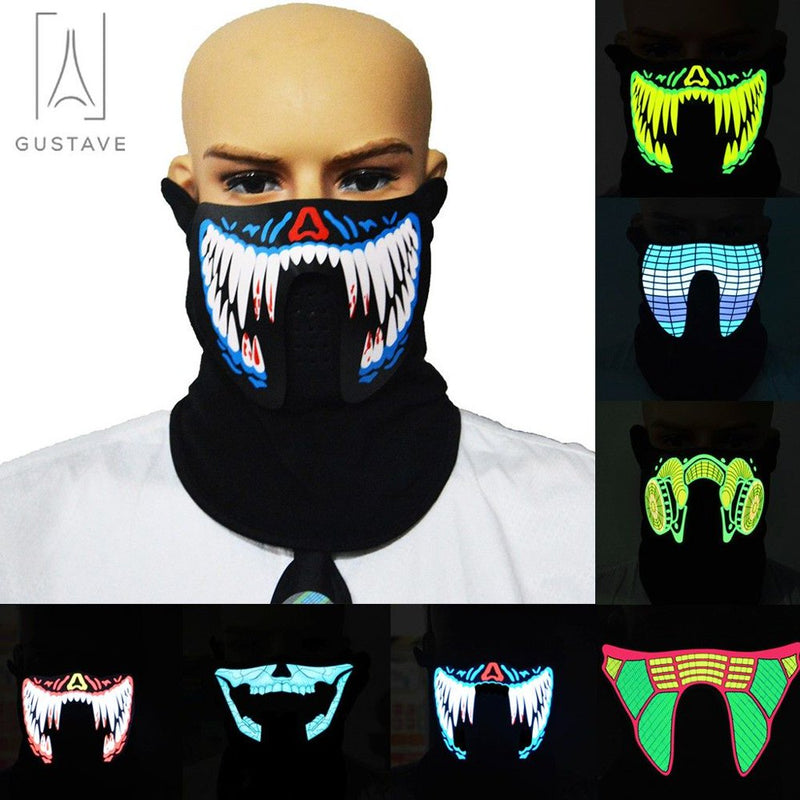 Gustave Light up LED Halloween Mask Sound Activated Scary Mask Festival Cosplay Party Costume Dance Luminous Mask Apparel & Accessories > Costumes & Accessories > Masks Gustave Blue+Green  