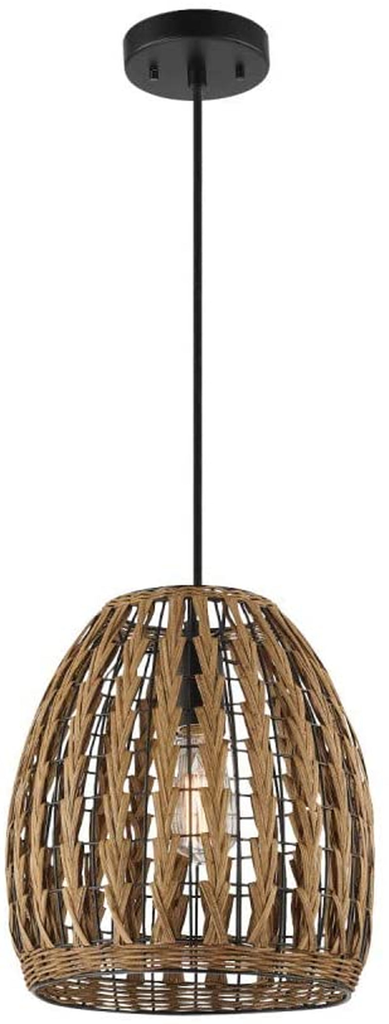 Globe Electric 61090 1-Light Pendant Light, Light Twine Shade, White Socket, White Cloth Hanging Cord, E26 Base Socket, Kitchen Island, Pendant Light Fixture, Adjustable Height, Home Décor Lighting Home & Garden > Lighting > Lighting Fixtures Globe Electric Marlow Without Bulb 