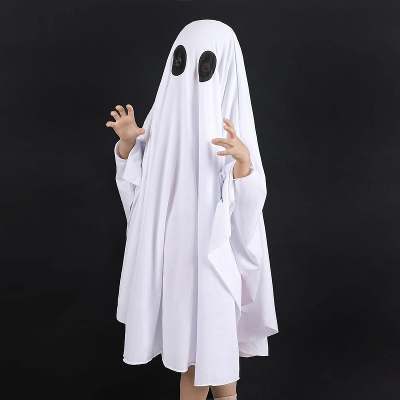 Noubeau Unisex Kid Ghost Costume Girl Halloween Fancy Dress Cosplay Boy White Boo Ghost Cloak Child Spooky Trick-Or-Treating  Noubeau   