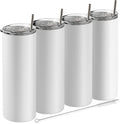 Earth Drinkware Stainless Steel Skinny Tumbler Set, 20 Oz (4 Pack) - Vacuum Insulated Coffee Tumblers with Lids and Straws - BPA Free - Travel Mugs, Keep Hot and Cold - Black Home & Garden > Kitchen & Dining > Tableware > Drinkware Earth Drinkware White - 4 Pack  