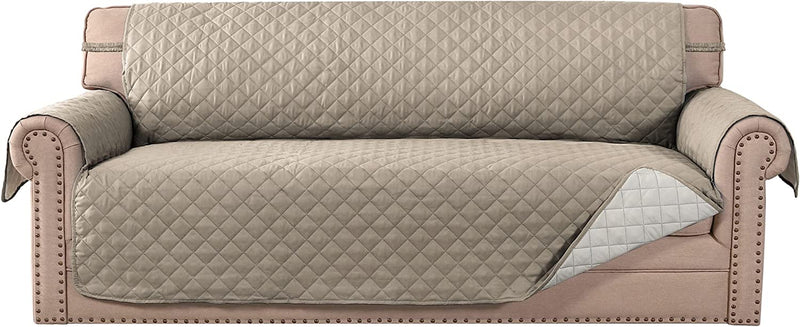 Meillemaison Sofa Slipcovers Reversible Quilted Chair Cover Water Resistant Furniture Protector with Elastic Straps for Pets/ Kids/ Dog(Chair, Black/Grey) (MMCLKSFD01C6) Home & Garden > Decor > Chair & Sofa Cushions MeilleMaison Khaki/Beige Oversized Sofa 