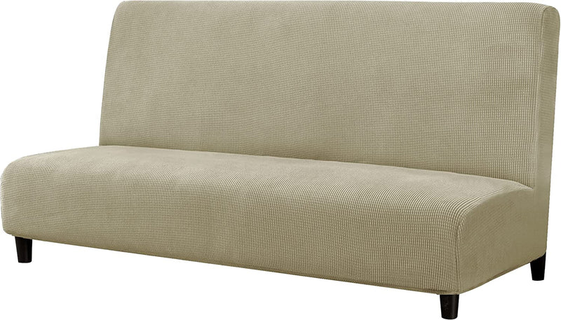 Subrtex Stretch Armless Sofa Slipcover Foldable Futon Cover Sofa Bed Washable Removable Furniture Protector (Celadon) Home & Garden > Decor > Chair & Sofa Cushions SUBRTEX Sand  