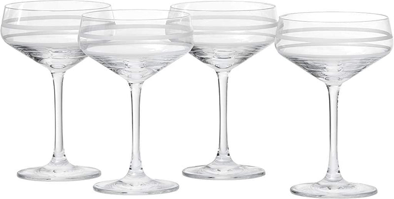Crafthouse by Fortessa Professional Barware by Charles Joly, Etched Schott Zwiesel Tritan 8.8 Oz Cocktail, Set of 4, 4 Count (Pack of 1), Coupe Glass
