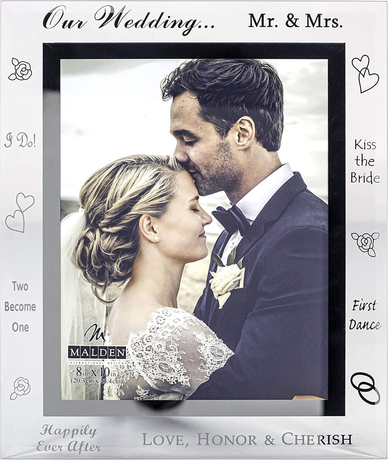Malden International Designs Our Wedding Mirrored Glass with Mirrored Inner Border Picture Frame, 8X10, Silver Home & Garden > Decor > Picture Frames Malden International Designs 8 by 10-inch  