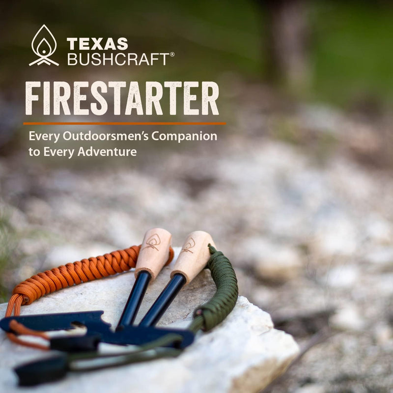 Texas Bushcraft Fire Starter - 3/8" Thick Ferro Rod with Striker and Paracord Wrist Lanyard – Waterproof Flint Fire Steel Survival Lighter for Your Camping, Hiking and Backpacking Gear Sporting Goods > Outdoor Recreation > Fishing > Fishing Rods Texas Bushcraft LLC   