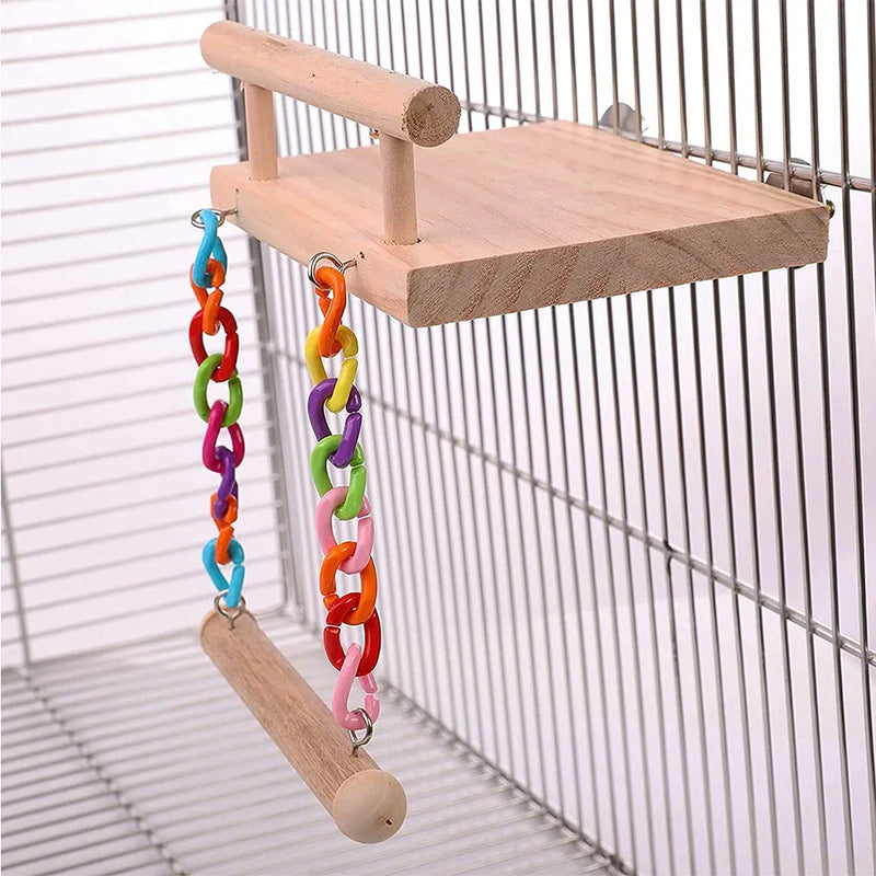 Frgkbtm Bird Perches Cage Toys Parrot Wooden Platform Play Gyms Exercise Stands with Acrylic Wood Swing Ferris Wheel Chewing for Animals Green Cheeks, Baby Lovebird, Chinchilla, Hamster Budgie