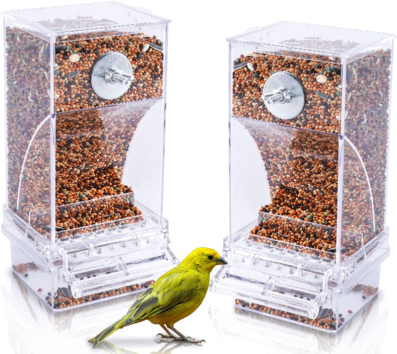 Hamiledyi No Mess Bird Feeders Automatic Parrot Feeder Drinker Acrylic Seed Food Container Parakeet Water Dispenser Cage Accessories for Lovebirds Budgies Canary Finch Animals & Pet Supplies > Pet Supplies > Bird Supplies > Bird Cage Accessories > Bird Cage Food & Water Dishes Hamiledyi 2 Pack Clear Bird Cage Feeder  