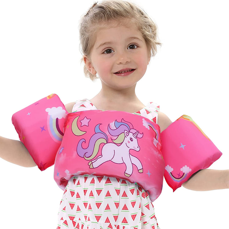 Toddler Swim Vest Kids Adjustable Strap Swimming Jacket Pool Floaties Learn Swimming Training, Cute Cartoon Swim Training Equipment Swim Aid for 20-50 Lbs Boys and Girls Sporting Goods > Outdoor Recreation > Boating & Water Sports > Swimming Onory Pink unicorn  