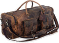 Komalc 28 Inch Duffel Bag Travel Sports Overnight Weekend Leather Duffle Bag for Gym Sports Cabin Holdall Bag (Distressed Tan) Home & Garden > Household Supplies > Storage & Organization KomalC Distressed Brown 28 Inches 