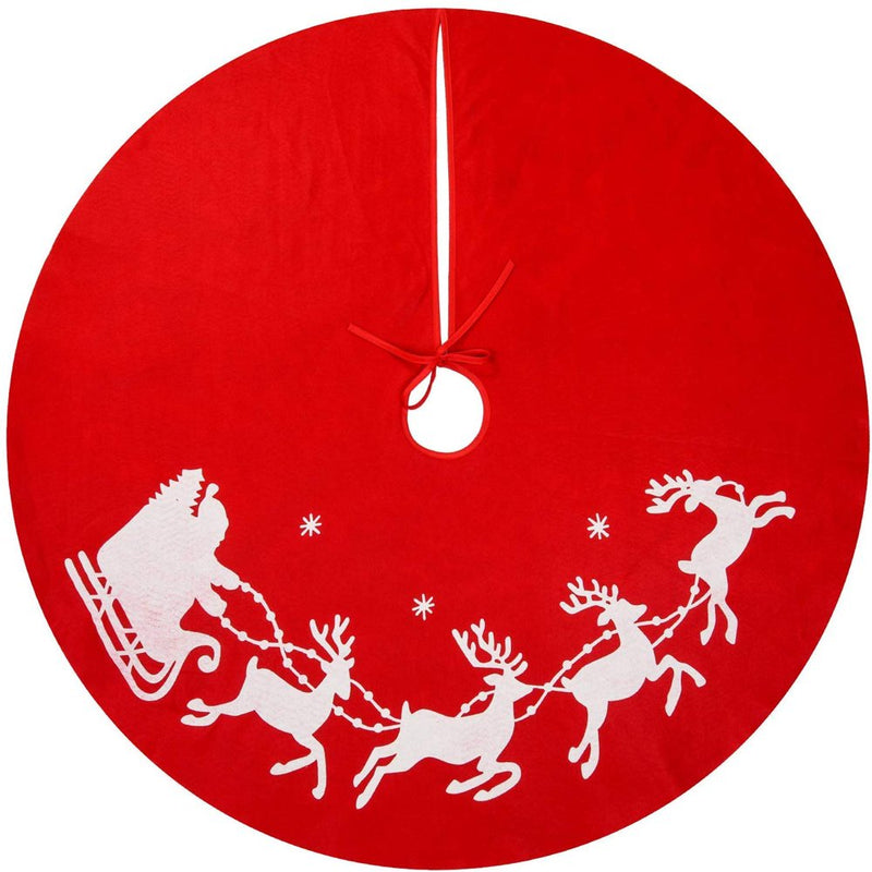 Coolmade 48'' Christmas Tree Skirt Mat with Reindeer Sled Pattern Xmas Tree Skirts Holiday Party Decoration Home & Garden > Decor > Seasonal & Holiday Decorations > Christmas Tree Skirts YINGQING TRADE LIMITED   