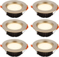FAZRPIP 6 Pcs LED Panel Ligh Ultra Thin Recessed Light 5W Baffle Trim Gold Daylight Retrofit Downlight Eyeball Retrofit Recessed Ceiling Light Anti-Glare COB Spotlights