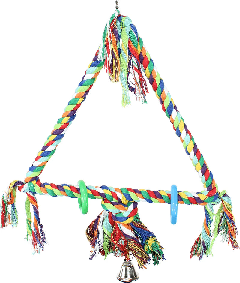 Bonka Bird Toys 1035 Medium Rope Triangle Colorful Cotton Chew Climb Parrot Parrotlet Budgie Finch Animals & Pet Supplies > Pet Supplies > Bird Supplies > Bird Toys Bonka Bird Toys Medium  