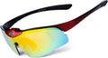 Gaolfuo Polarized Cycling Sunglasses Bicycle Bike Eyewear Goggle Riding Outdoor Sports Fishing Glasses 5 Lens Men Women Sporting Goods > Outdoor Recreation > Cycling > Cycling Apparel & Accessories Gaolfuo Red Black  