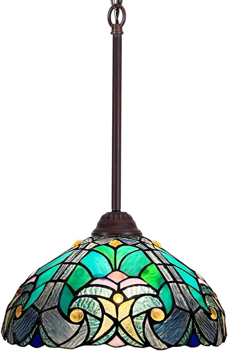 COTOSS Tiffany Pendant Light Fixtures Hanging Lamp Stained Glass Light Decor for Dining Living Room Kitchen Island Study Hallway