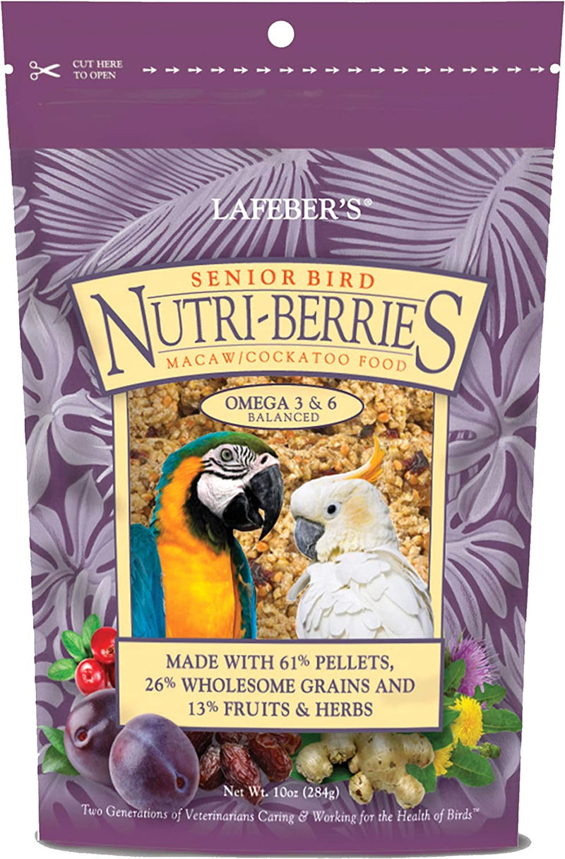 LAFEBER'S Senior Bird Nutri-Berries Pet Bird Food, Made with Non-Gmo and Human-Grade Ingredients, for Macaws & Cockatoos, 10 Oz Animals & Pet Supplies > Pet Supplies > Bird Supplies > Bird Food Lafeber 10 oz  