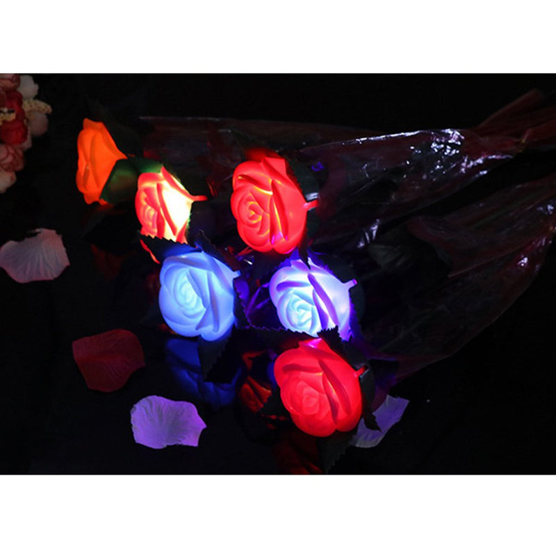 OUNONA 6Pcs Valentine'S Day Simulation Roses Colorful Light-Up Flower Romantic LED Ornaments Gift (Rosy) Home & Garden > Decor > Seasonal & Holiday Decorations OUNONA   