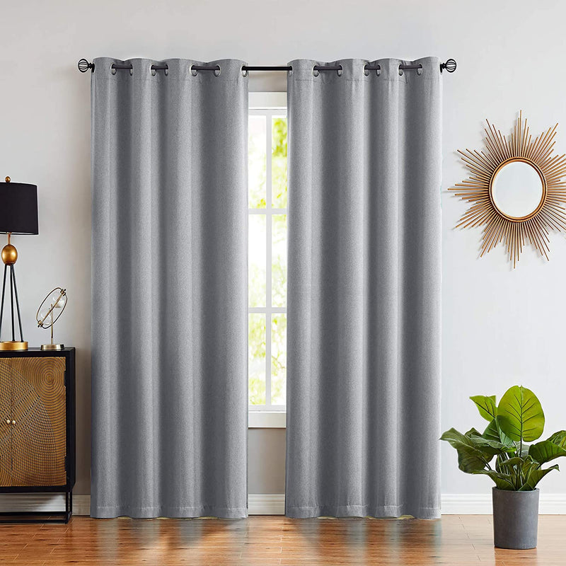 FMFUNCTEX Branch Grey Blackout Curtain Panels for Bedroom 84" Foil Gold Tree Branch Window Curtains Metallic Print Energy Efficient Thermal Curtain Drapes for Guest Living Room Grommet Top 2 Panels Home & Garden > Decor > Window Treatments > Curtains & Drapes FMFUNCTEX Solid Light Grey 50" x 96"L 