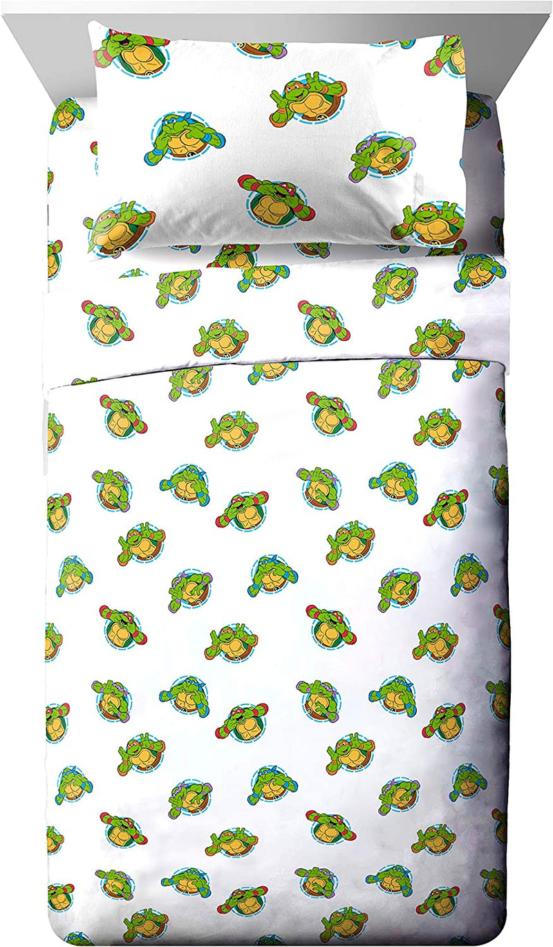 Nickelodeon Teenage Mutant Ninja Turtles NY Ninjas 4 Piece Toddler Bed Set - Includes Reversible Comforter & Sheet Set Bedding - Super Soft Fade Resistant Microfiber (Official Nickelodeon Product)
