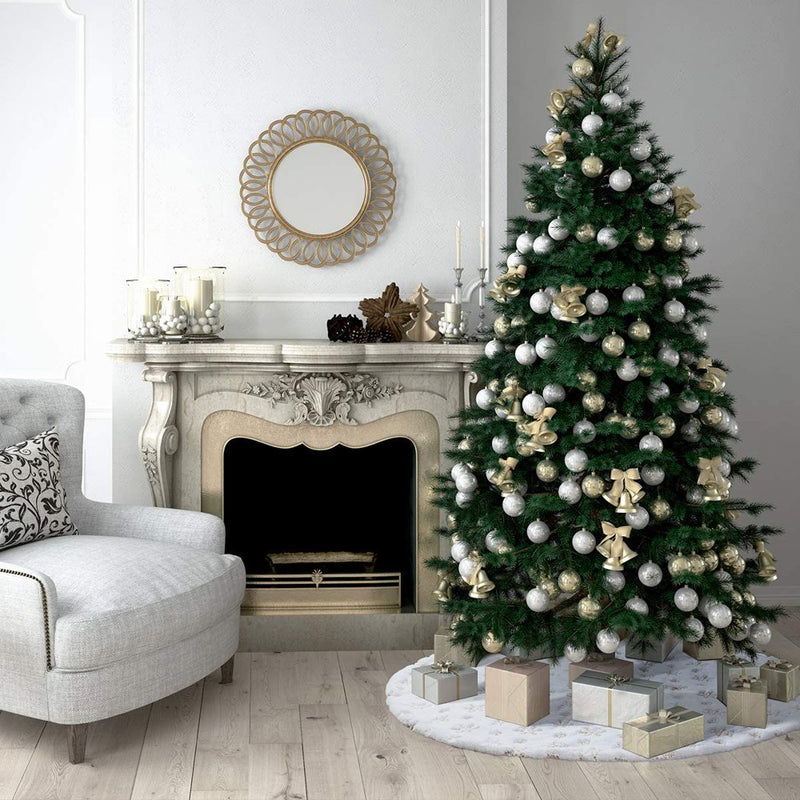 Doingart White Snowflake Plush Christmas Tree Skirt, 48" X 48" X 1" Home & Garden > Decor > Seasonal & Holiday Decorations > Christmas Tree Skirts Wiland   