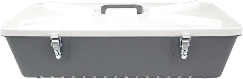 Special Mate 5” Fishing Tackle Box Organizer - Spoon Lure Storage – Grey/ White – Durable Hard Plastic with Metal Latches –