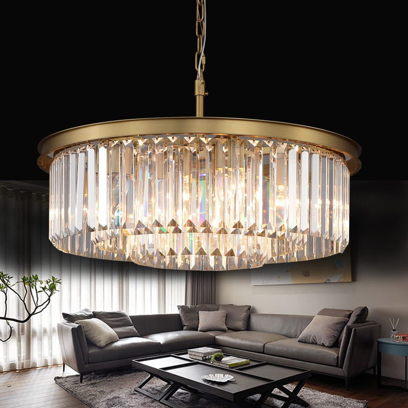 Gmlixin Crystal Chandelier Modern Chrome Chandeliers Lighting Pendant Ceiling Light Fixture 3-Tier for Dining Room Living Room Bedroom, W20'' Home & Garden > Lighting > Lighting Fixtures > Chandeliers GMlixin Copper 24 Inch 