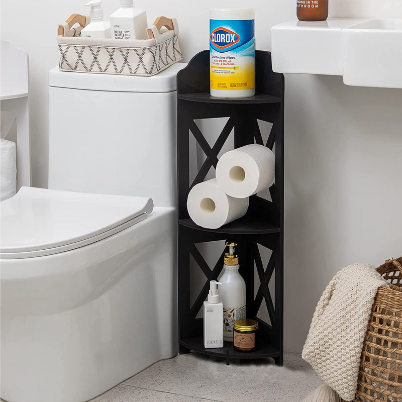 J JINXIAMU Corner Shelf Stand,Bathroom Storage Organizer Great for Small Bathroom Storage ,Small Corner Shelf Perfect for Small Space,Waterproof Bathroom Stand Also Use for Toilet Paper Stand,White