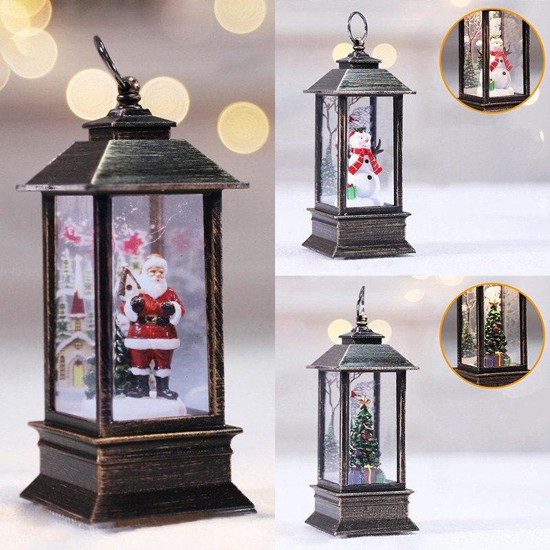 Christmas Snow Globe Lantern, Battery Operated Lighted Swirling Glitter Water Lantern for Christmas Home Decoration, Santa Claus  Keimprove   