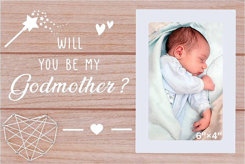 Godmother Proposal Picture Frame Gifts - Will You Be My Godmother - New Godmother Announcement Photo Frame Gift - Godmother to Be Gift - Gift for Best Friends Sister Bestie BFF