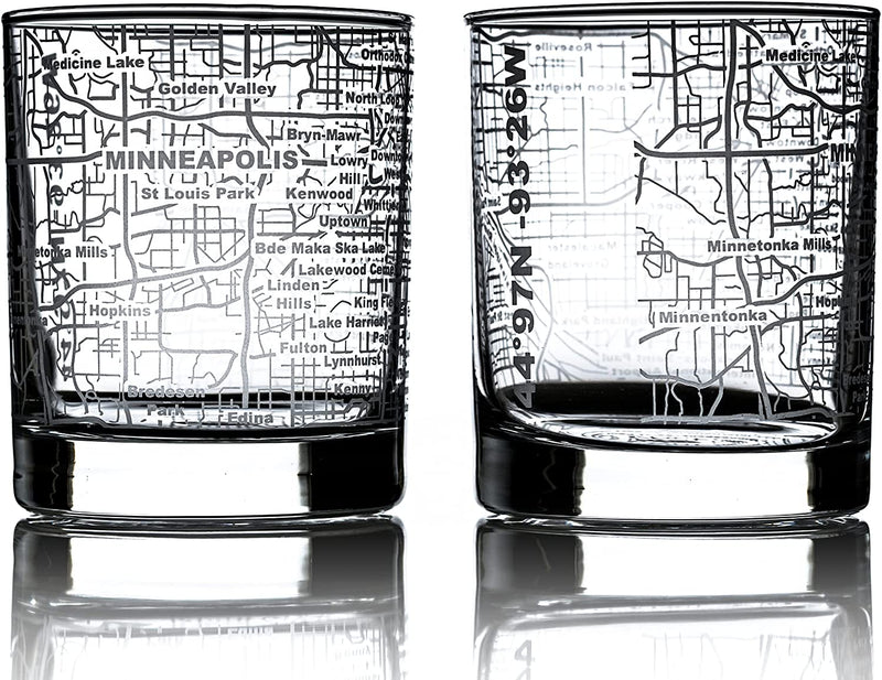 Greenline Goods Whiskey Glasses - 10 Oz Tumbler Gift Set for Denver Lovers, Etched with Denver Map | Old Fashioned Rocks Glass - Set of 2 Home & Garden > Kitchen & Dining > Barware Greenline Goods Minneapolis  
