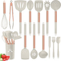 Silicone Cooking Utensil Set, 14Pcs Kitchen Utensils Set Non-Stick Heat Resistant Cookware Copper Stainless Steel Handle Cooking Tools Turner Tongs Spatula Spoon - BPA Free, Non Toxic Home & Garden > Kitchen & Dining > Kitchen Tools & Utensils CHAREADA Khaki  